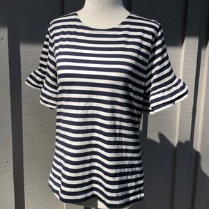 J.CREW Nautical Stripe Bell Sleeve Cotton Top